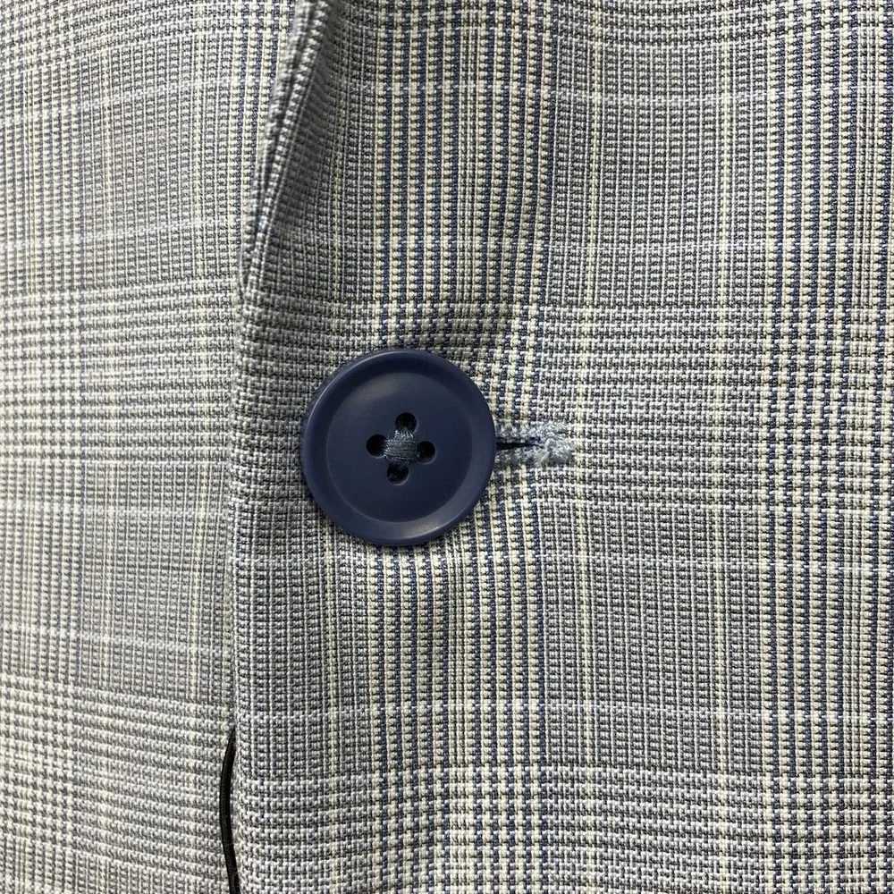 Alfani Men's Slim-Fit 2-pc Suit Jacket Stretch Plaid Size 38L Pants 30Wx30L Blue